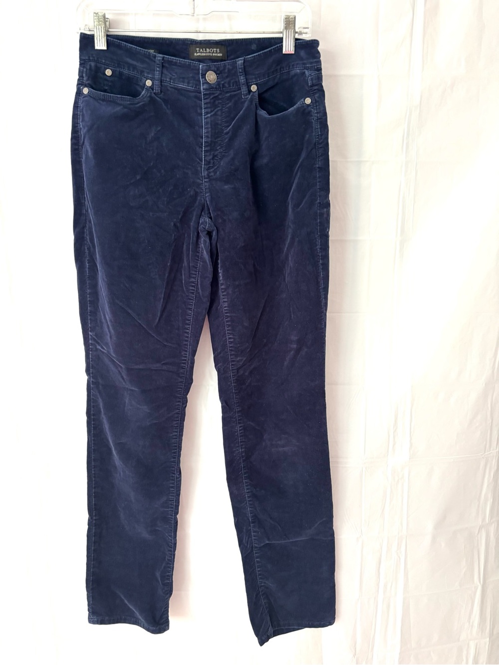 NWOT Talbots Blue Stretch Corduroy Flawless 5 Pocket High Waist Pants SZ 4